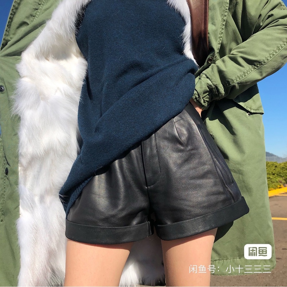 100% real leather shorts